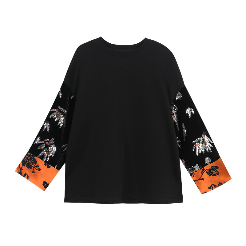 Elegantes Langarmshirt im Retro-Look mit Pflanzenmuster