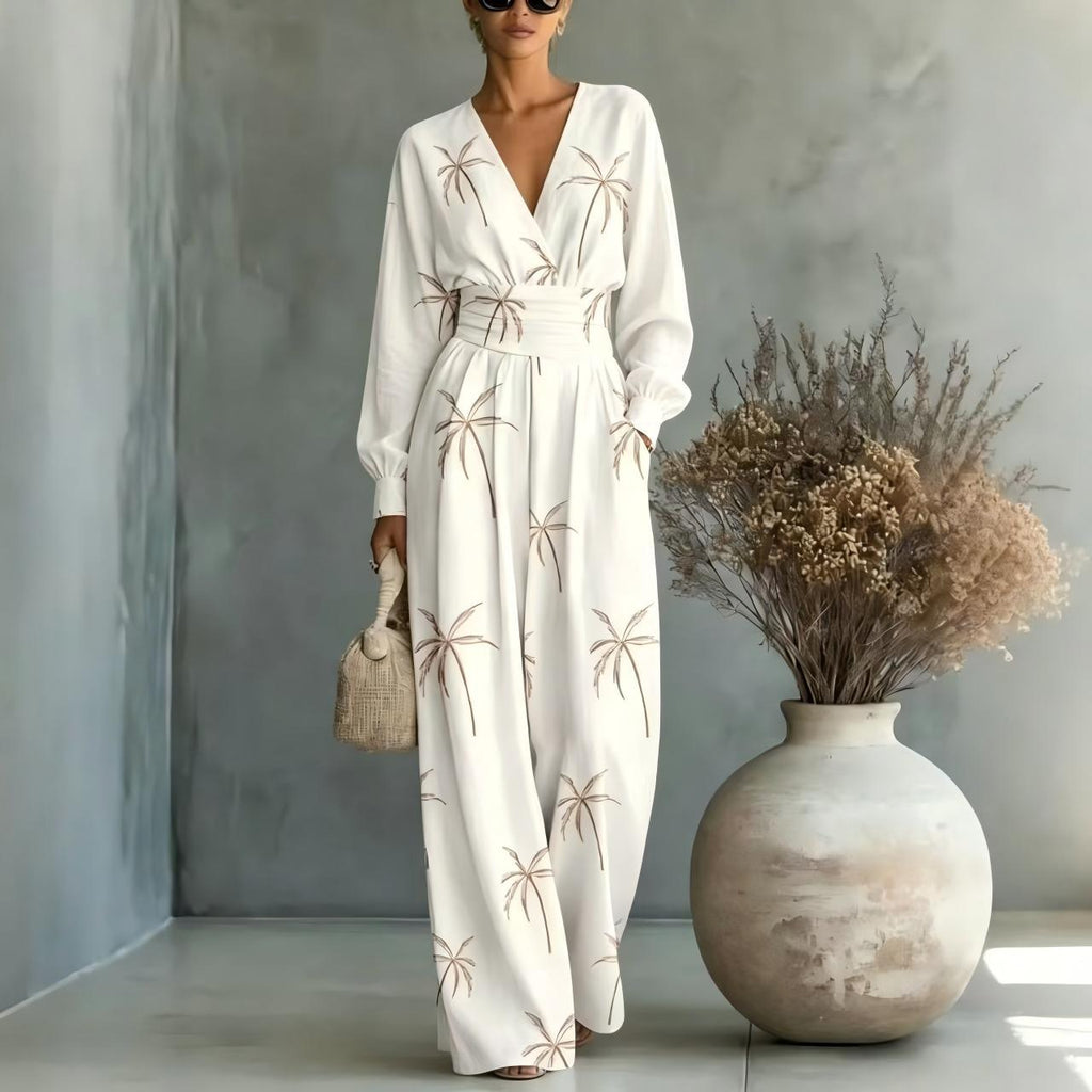 Damen Overall mit V-Ausschnitt und Print