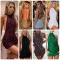 Pailletten Neckholder Minikleid