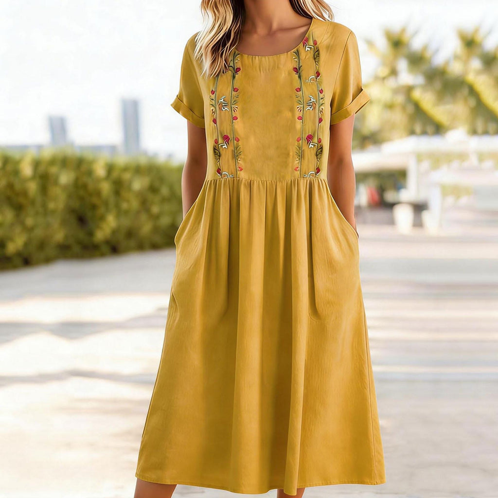 Besticktes Baumwoll-Leinen Trägerkleid – Bild 3 | LuxeStyle