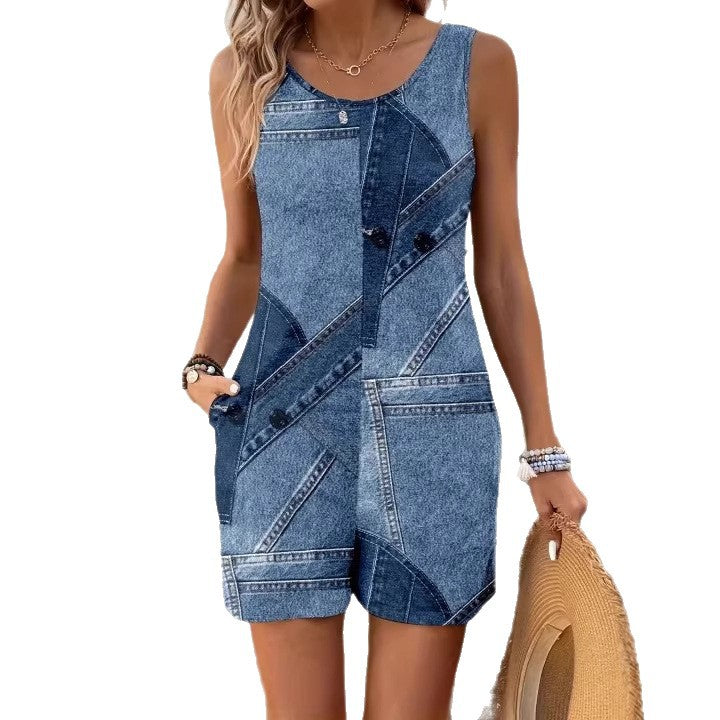 Lockerer Jumpsuit mit weitem Bein und Print – Ansicht 7