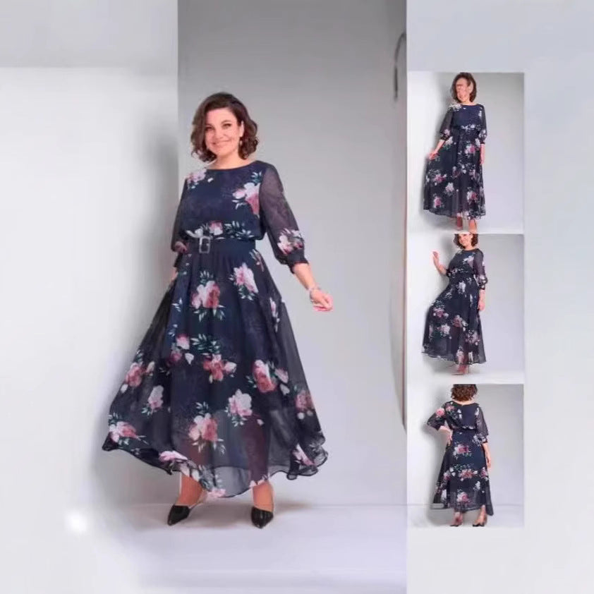 Sommer-Kragen-Retrogedrucktes Kleid