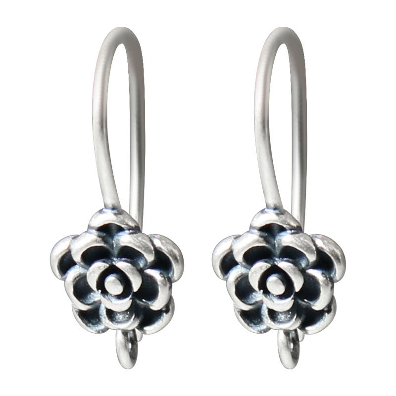 Ohrhaken "Ethno-Blume" aus 925er Sterlingsilber