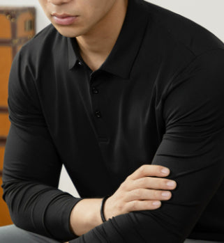 Herren Langarm Polohemd mit Reverskragen