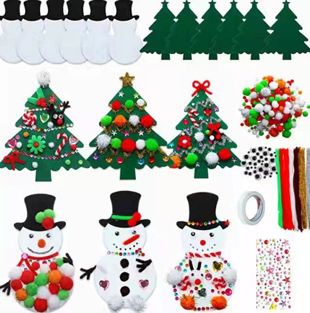 Filz-Weihnachtsbaum- & Schneemann-Deko · 12 Stück – Bild 2 | LuxeStyle