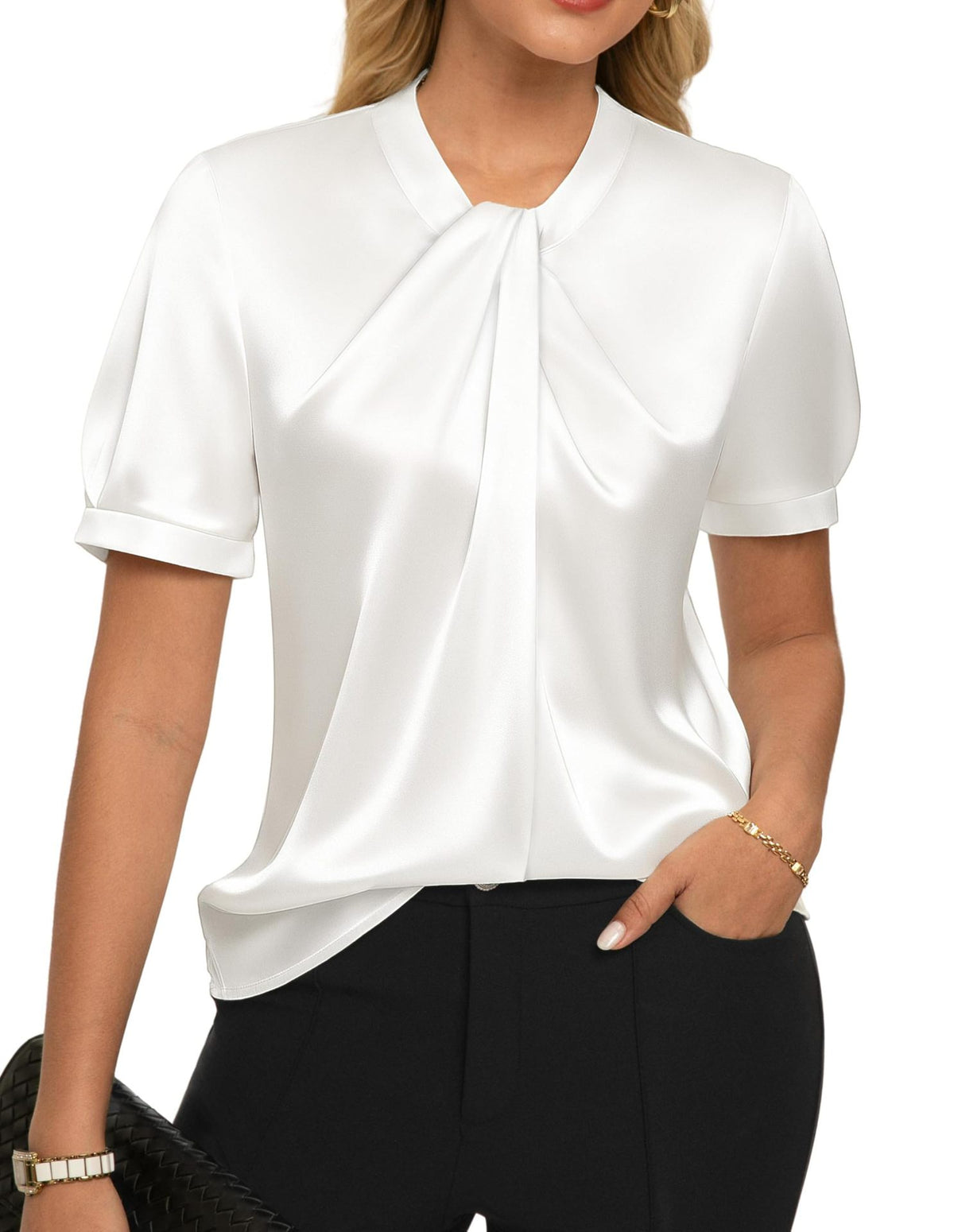 Satinbluse Kurzarm Business-Casual | LuxeStyle