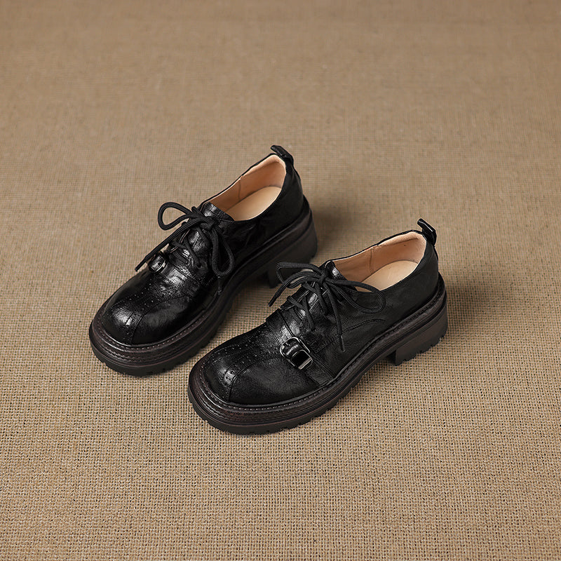 Damen Plateau Oxford aus Lammleder