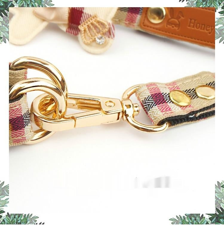 Hundegeschirr 2er Set Klassisches Karo-Schleifchenhalsband