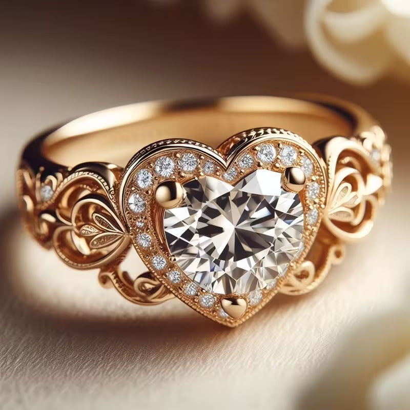 Herz-Ring Roségold · Zirkonia verziert