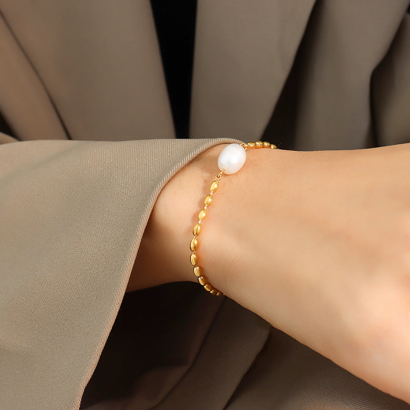 Minimalistisches Goldarmband mit Perle | LuxeStyle