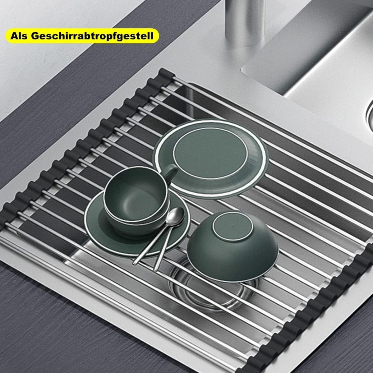 Abtropfgestell aus Edelstahl, schwarz (43x35 cm)