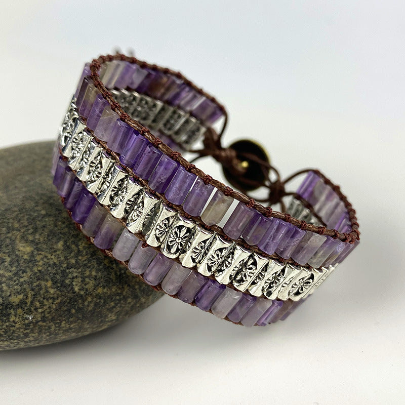 Retro Amethyst Zylinder Armband | LuxeStyle