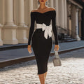 Schwarzes Schnürkleid «Noir» mit Schleifen-Detail, Damen – LuxeStyle