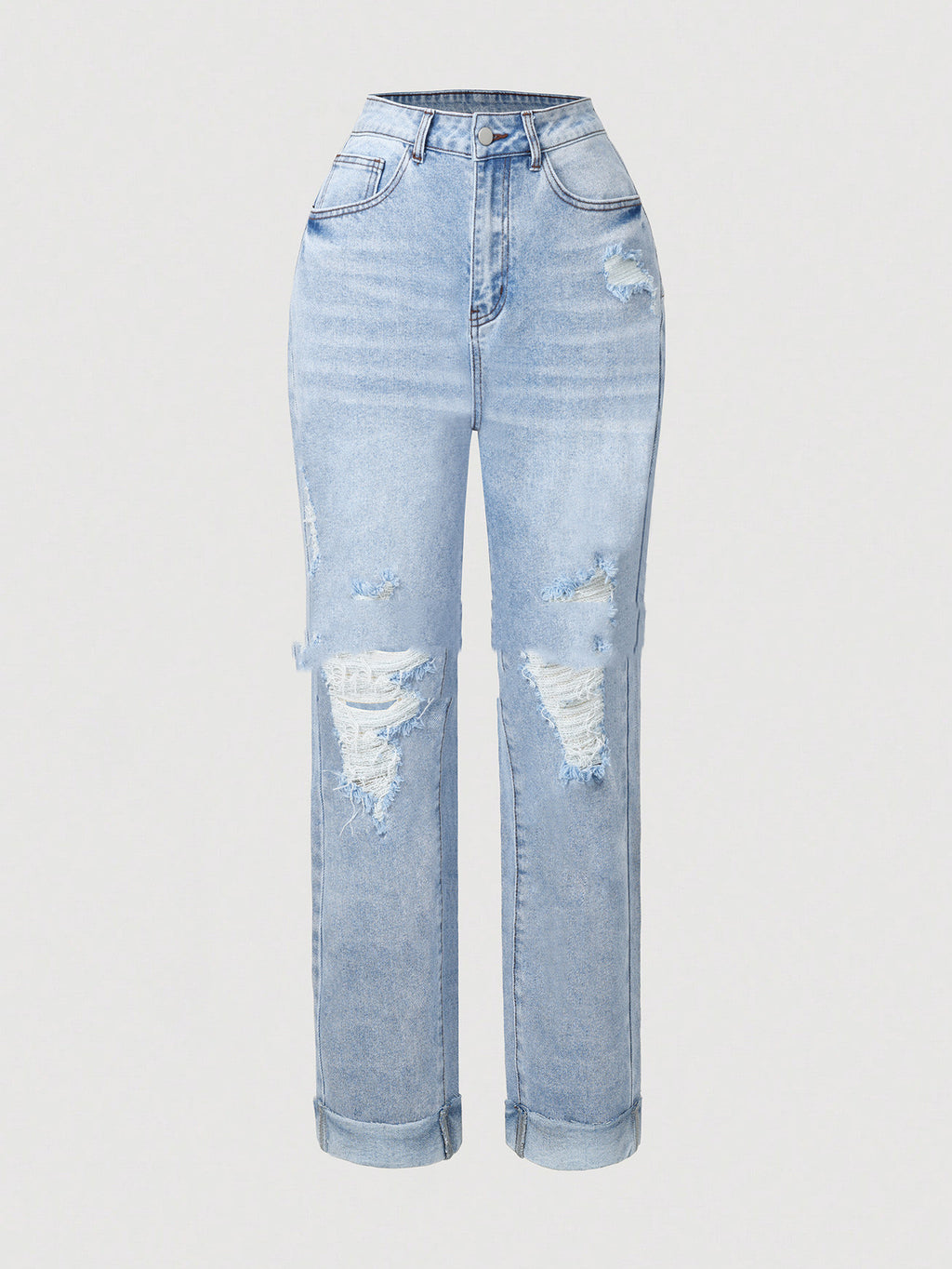 Trendige Casual Rippenjeans Hochtaillierte