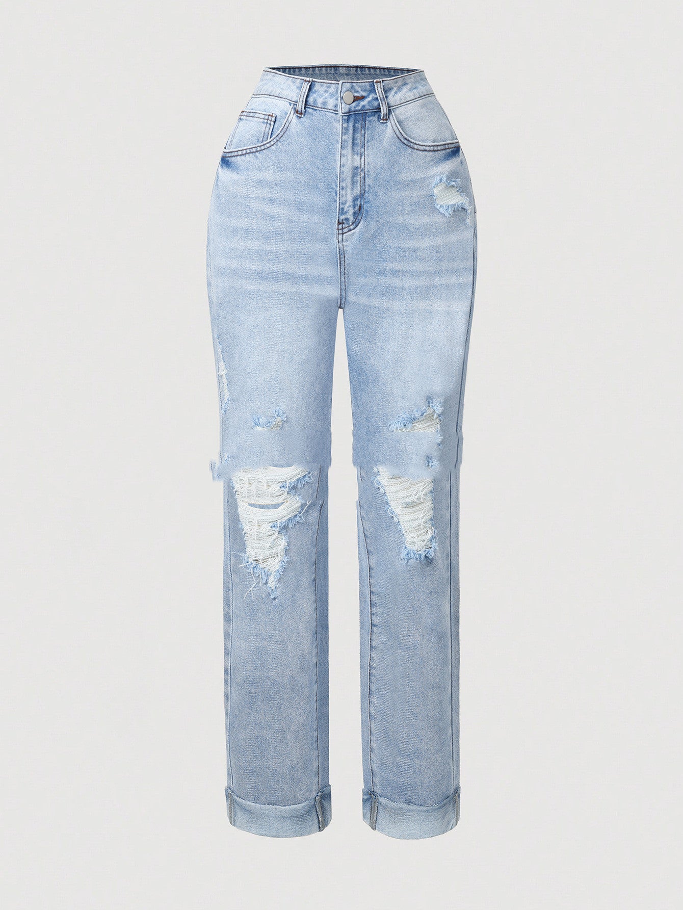 Trendige Casual Rippenjeans Hochtaillierte