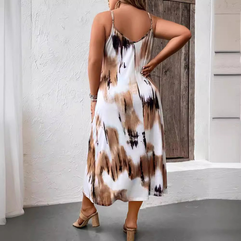 Bedrucktes A-Linien Plus-Size Kleid