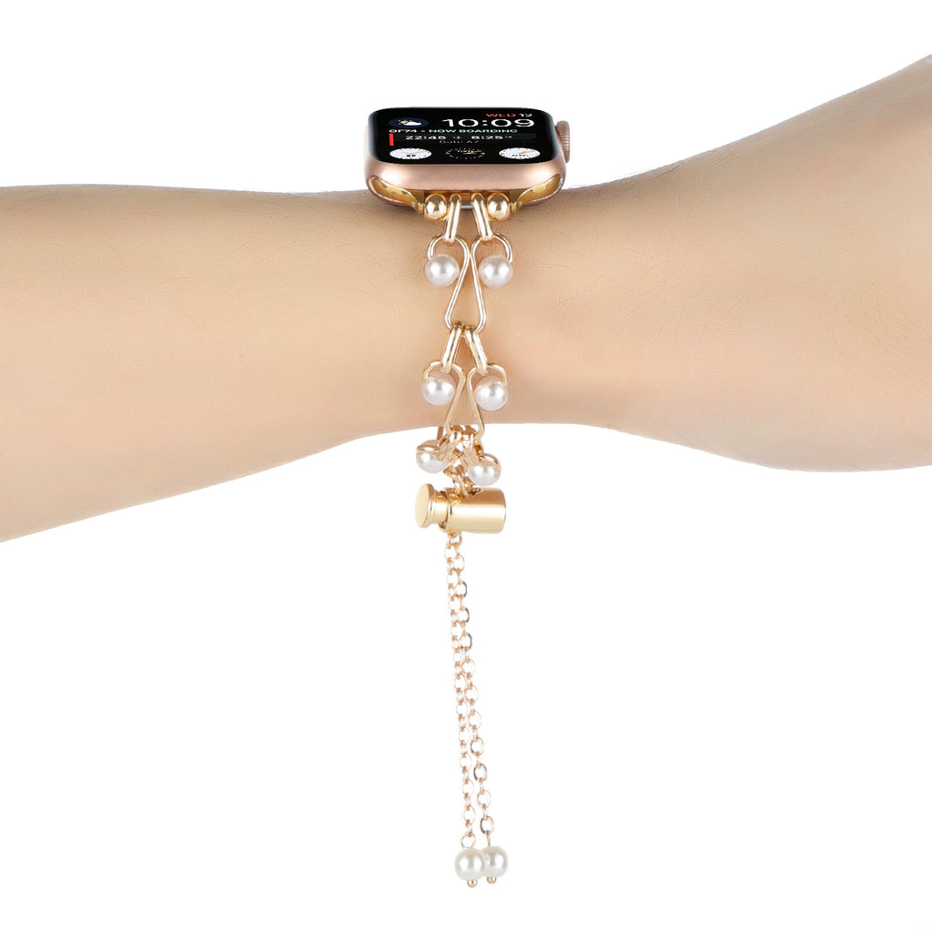 Smartwatch-Halskette mit Perlen und Herz-Anhänger – Bild 7 | LuxeStyle