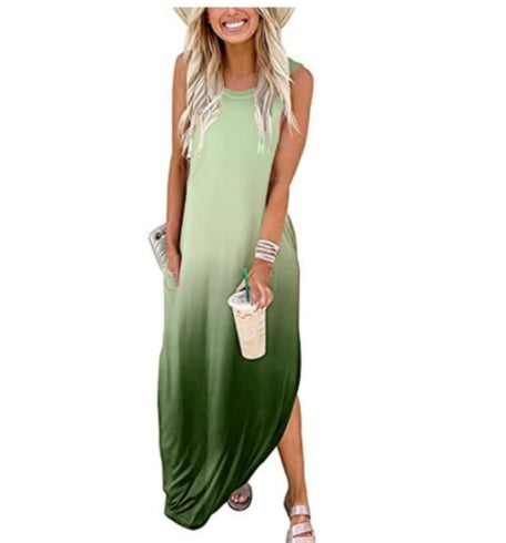 Langes Kleid mit Farbverlauf und Taschen