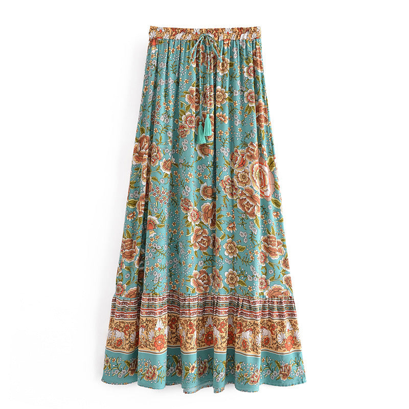 Boho A-Linien Jupe mit Blumenmuster