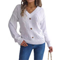 V-Ausschnitt Strickpullover mit Ballonärmeln – Ansicht 2