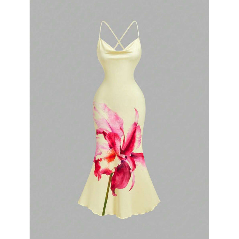 Blumen-Maxikleid «Fleurette» – Neckholder mit Fishtail