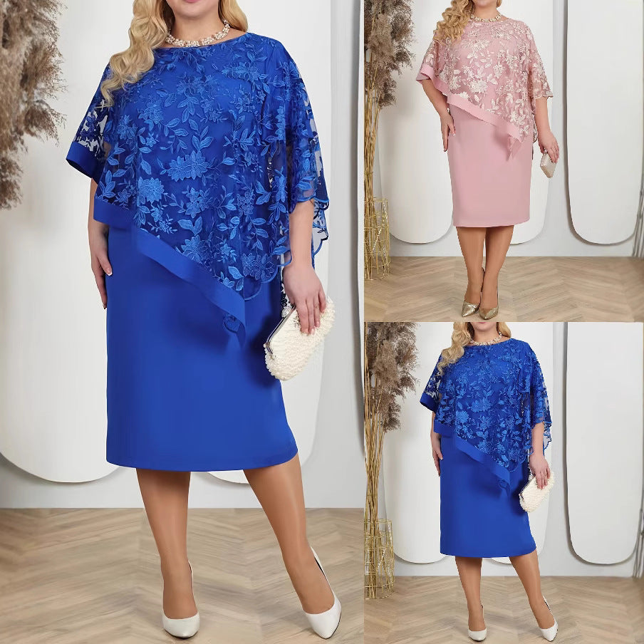 Patchwork-Kleid mit Stickerei