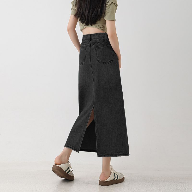 Figurbetonender A-Linien Midi-Jupe aus Denim – Ansicht 7