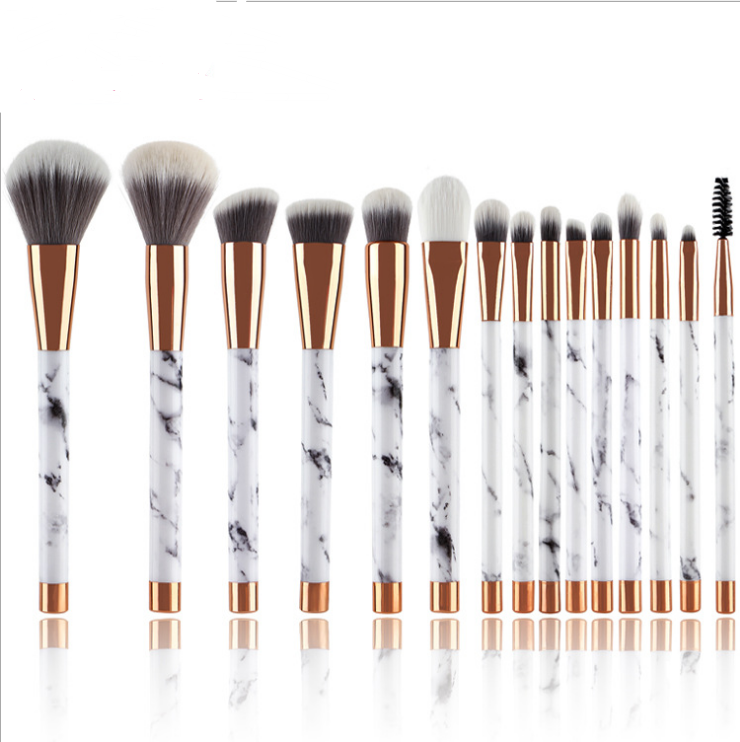 15-teiliges Make-up Pinselset Marmor-Optik – Bild 1 | LuxeStyle