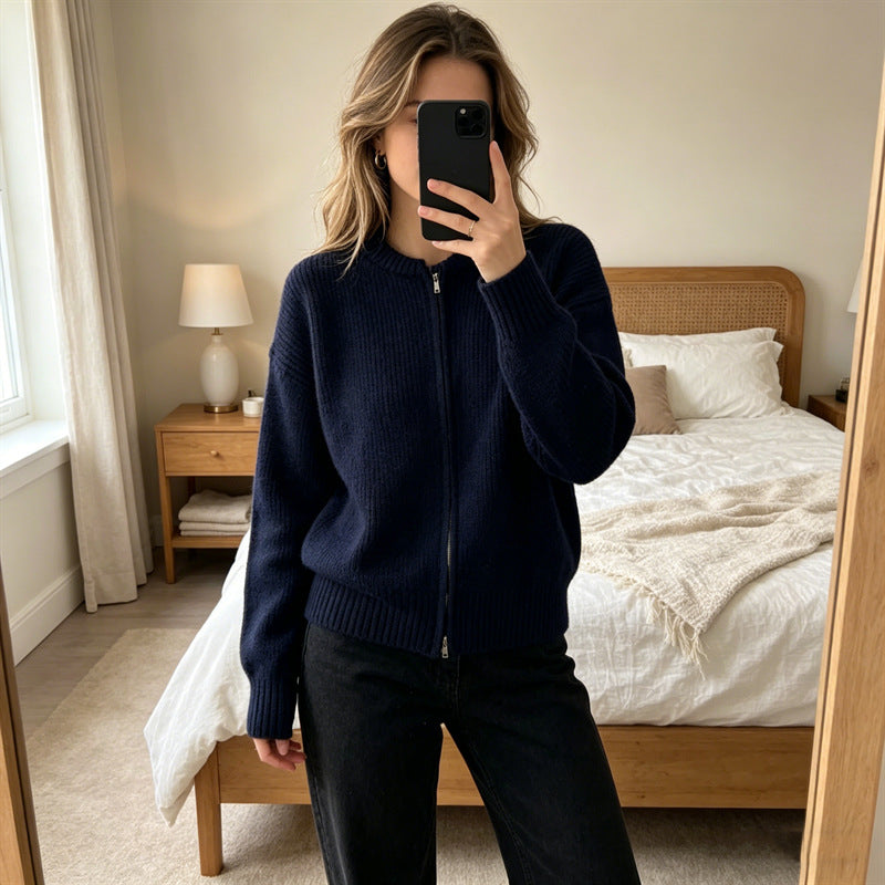 Strick-Cardigan mit Reissverschluss