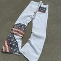 Weisse Jeans mit Flag-Patchwork