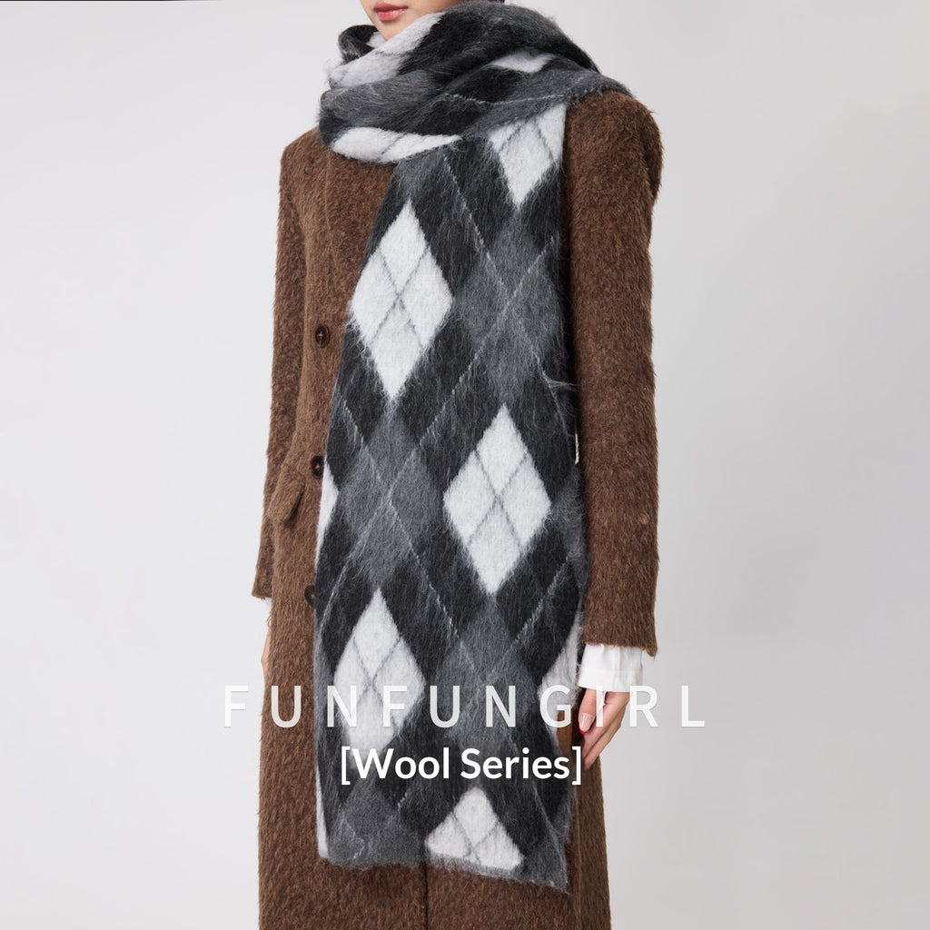 Diamantmuster Retro-Schal aus Wollmischung – Bild 7 | LuxeStyle