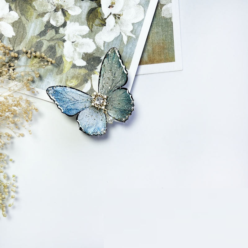 Retro Eisgrau-blau Schmetterling Haarclip – Bild 9 | LuxeStyle