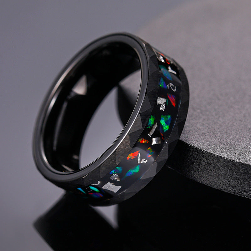 Tungsten-Ring mit Schalen-Einlagen