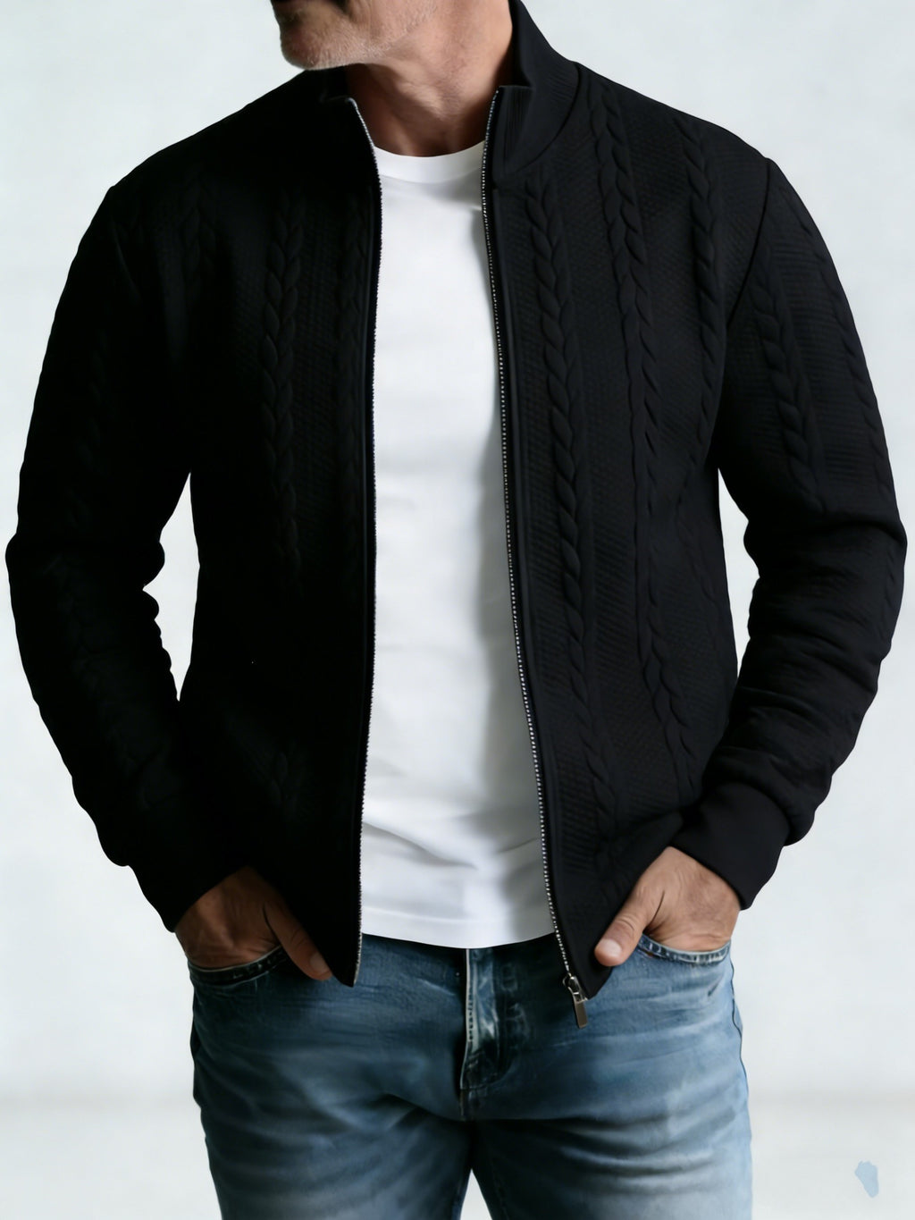 Jacquard Stehkragen Jacke für Herren