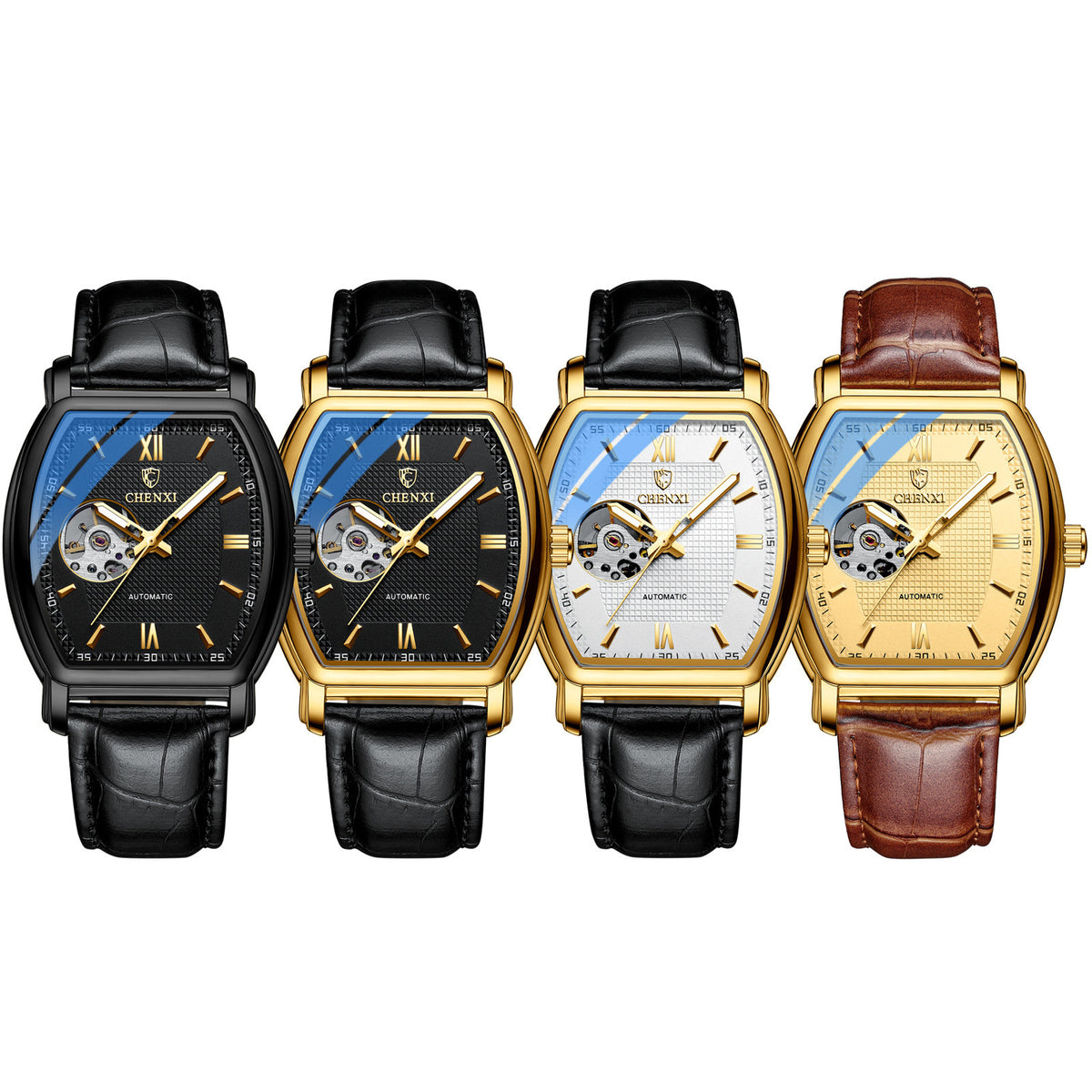 Automatische, hohle Herrenuhr mit Lederarmband – Bild 3 | LuxeStyle