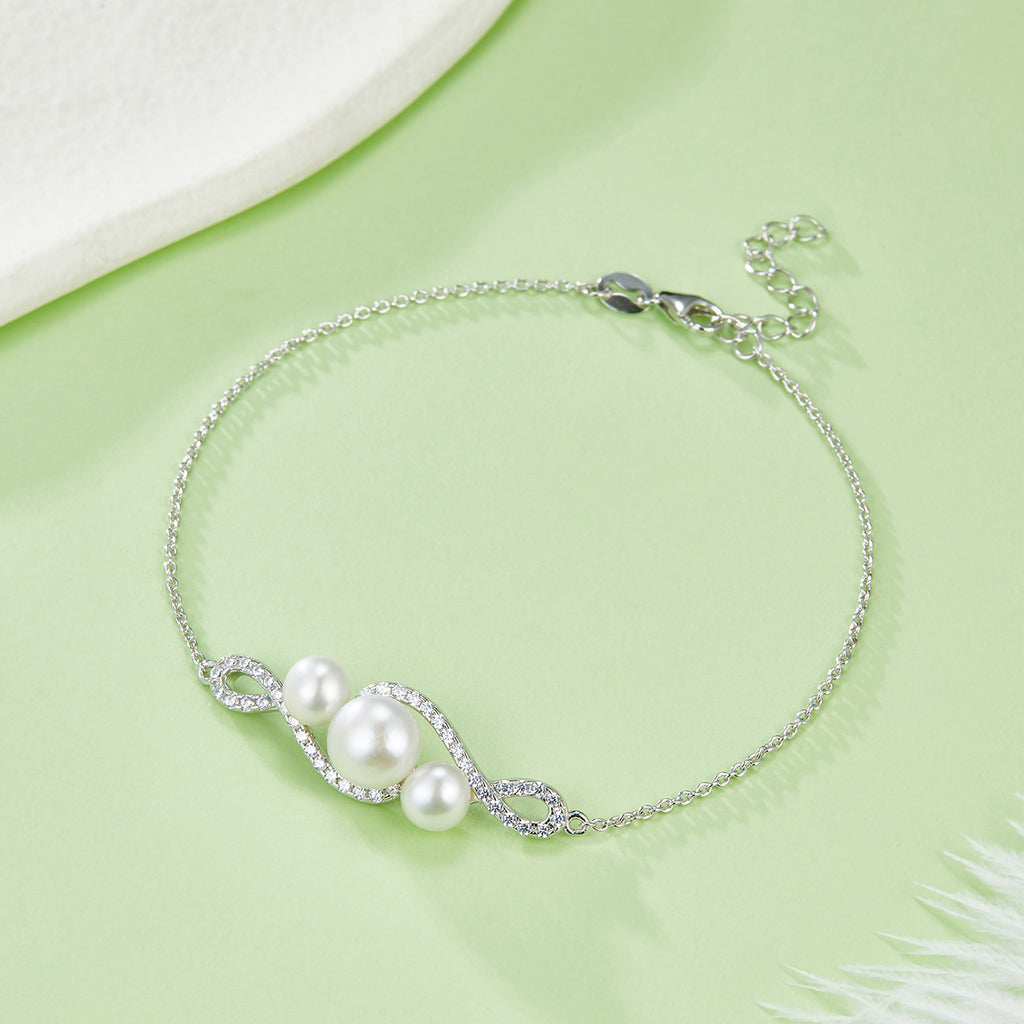 Süsswasserperlen-Armband Perla 925 Silber Infinity