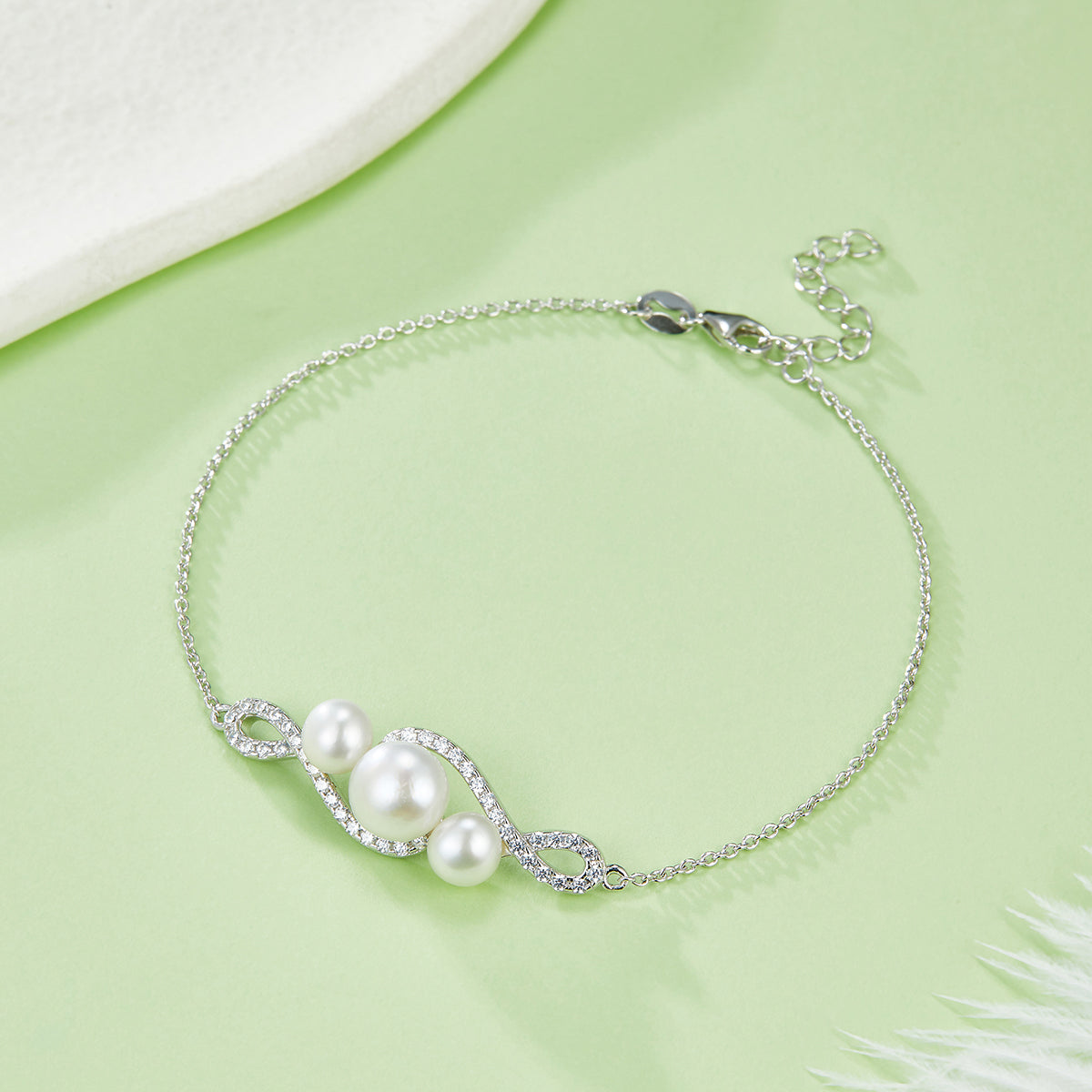 Süsswasserperlen-Armband Perla 925 Silber Infinity