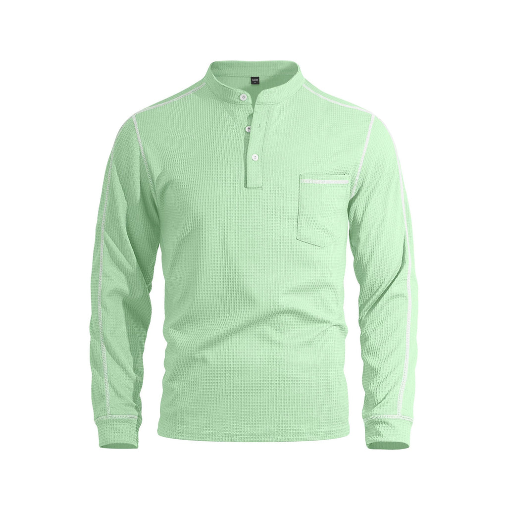 Herren-Henley «Waffle» · Waffelstrick, Langarm