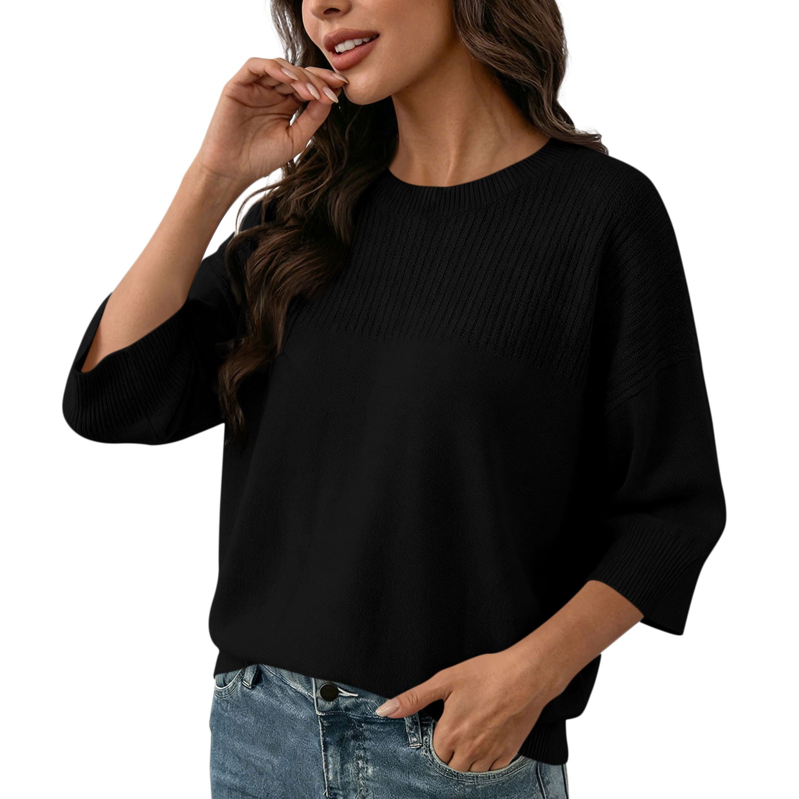 Rundhals-Strickpullover für Damen