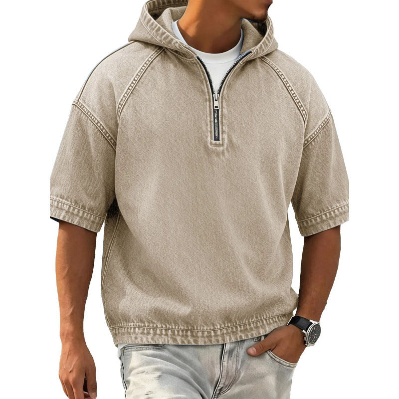 Sport-Hoodie mit halbem Reissverschluss und Kapuze