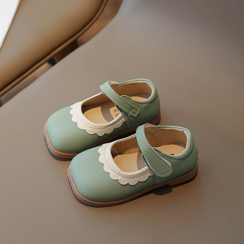 Mädchen Prinzessin Leder-Ballerinas mit Klettverschluss