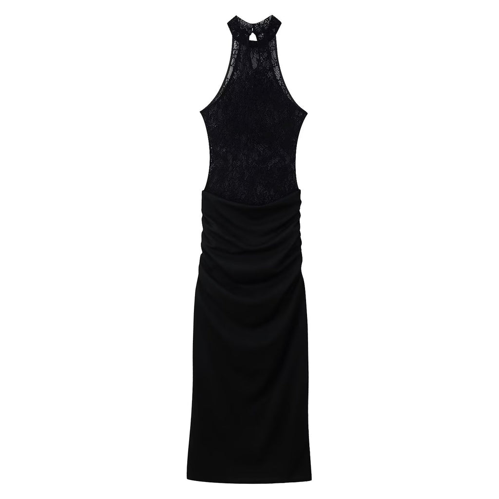 Elegantes Strickkleid mit Spitze und Neckholder