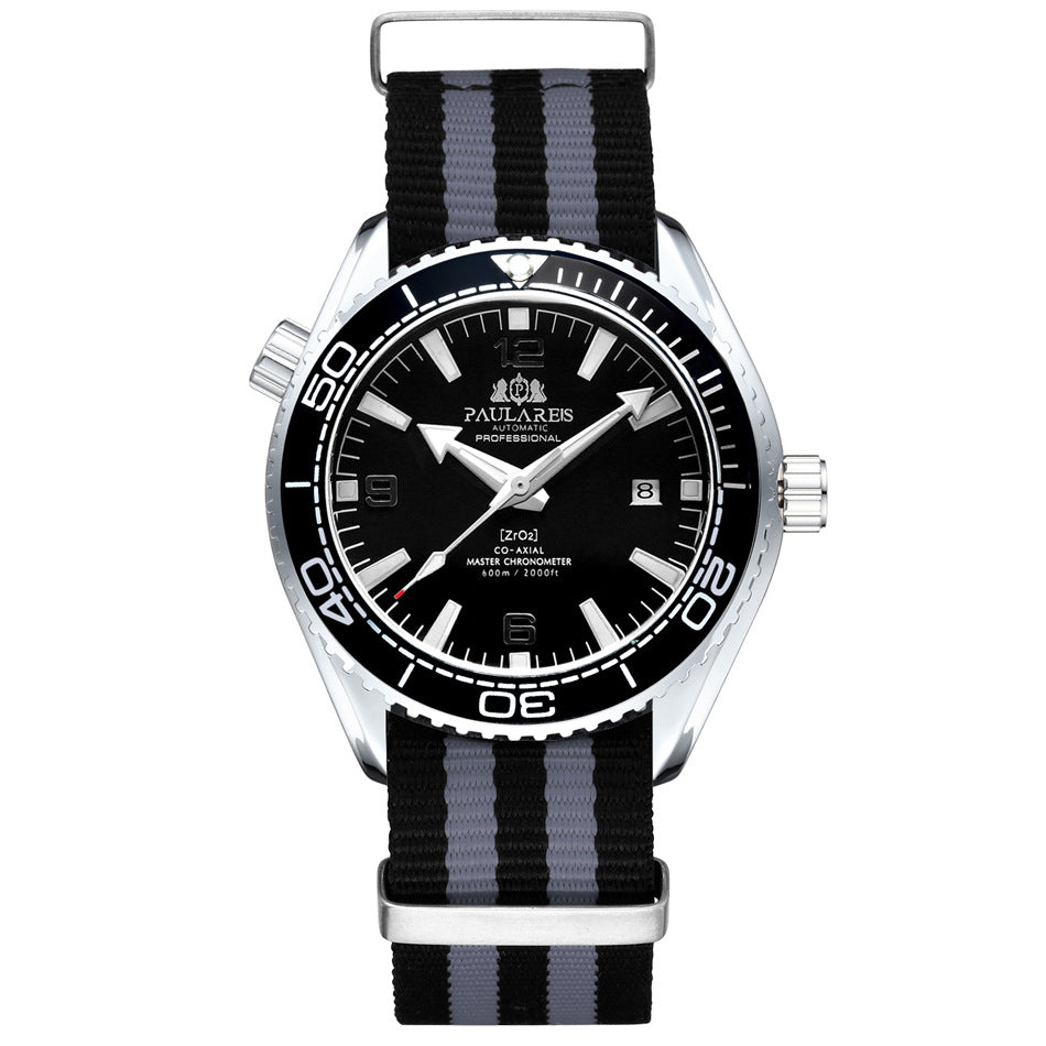 Automatische Herrenuhr mit Leuchtzeigern und Canvas-Armband