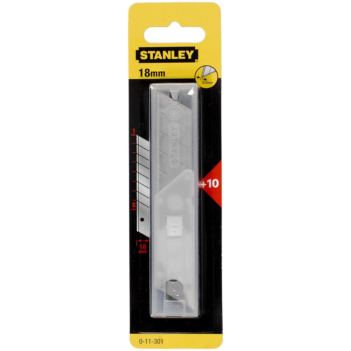 Klinge für Cuttermesser Stanley 0-11-301 Schwarz 18 mm (10 Stück)
