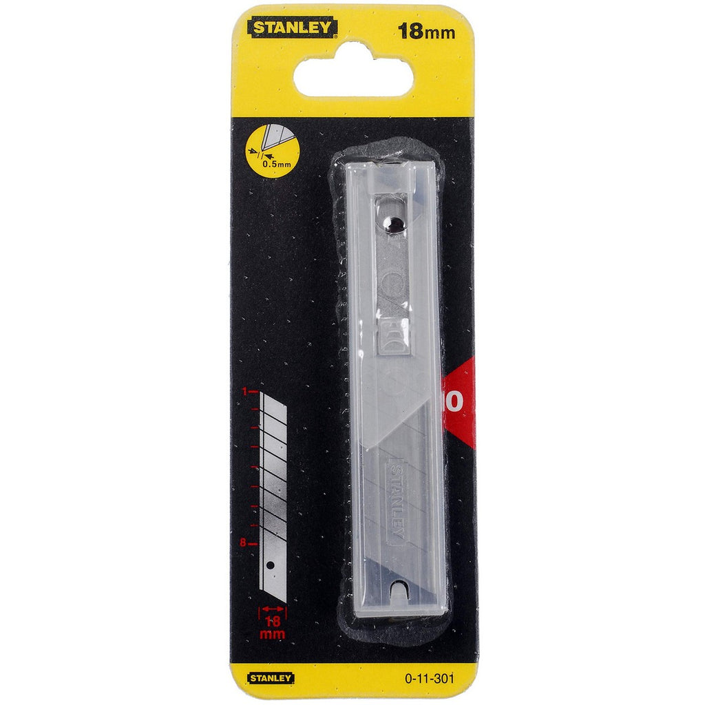 Klinge für Cuttermesser Stanley 0-11-301 Schwarz 18 mm (10 Stück)