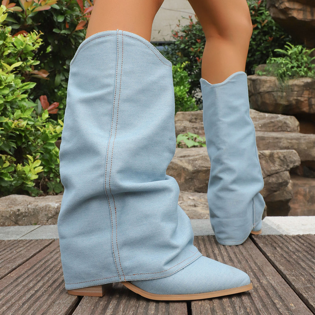 Retro Stiefel mit Chunky Absatz