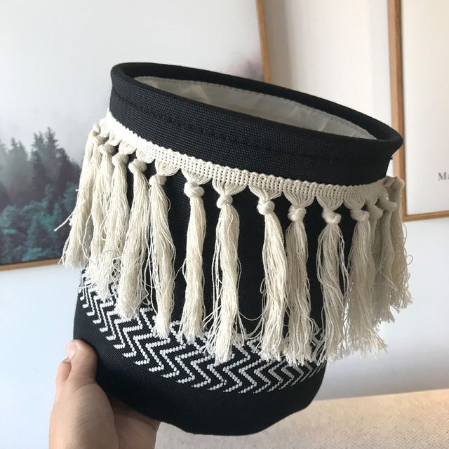 Aufbewahrungseimer aus Canvas mit Quaste