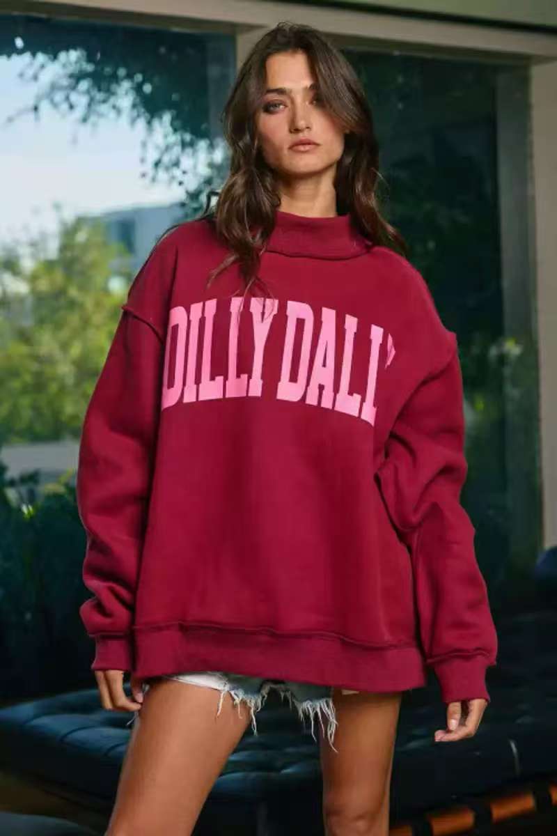Bedrucktes Langarm-Sweatshirt mit Rundhals