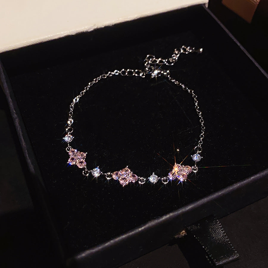 18K Goldverplattetes Cubic Zirconia Geometrisches Blumenarmband