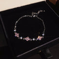 18K Goldverplattetes Cubic Zirconia Geometrisches Blumenarmband